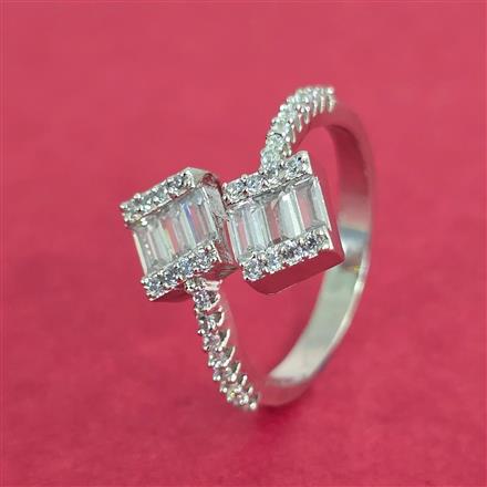Cubic Zirconia Delicate Ring With 2 Tone Rhodium Plating