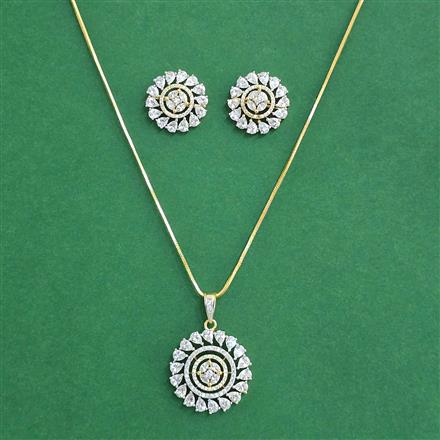 Cz Classic Pendant Set With 2 Tone Plating