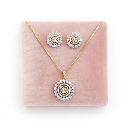 Cz Classic Pendant Set With 2 Tone Plating