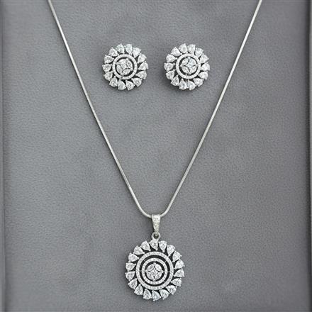 Cz Classic Pendant Set With Rhodium Plating