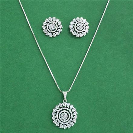 Cz Classic Pendant Set With Rhodium Plating