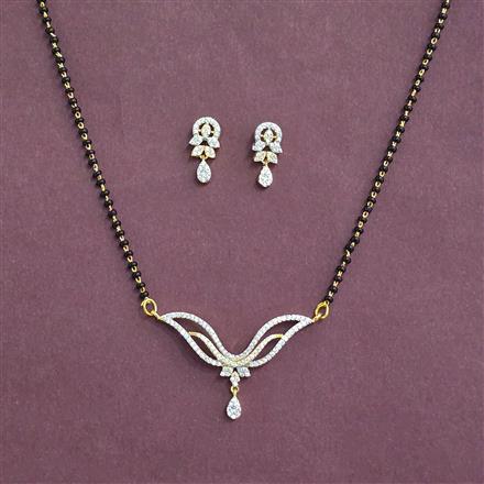 Cubic Zirconia Classic Mangalsutra With 2 Tone Rhodium Plating
