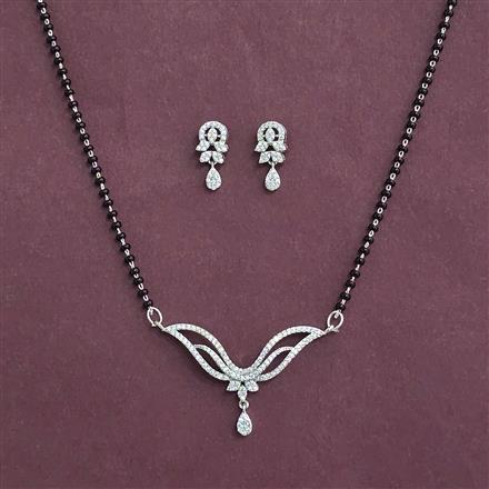 Cubic Zirconia Classic Mangalsutra With 2 Tone Rhodium Plating