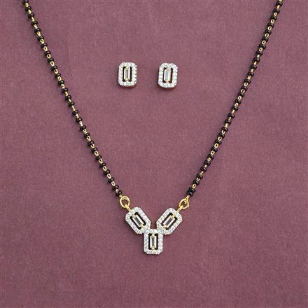 Cubic Zirconia Classic Mangalsutra With 2 Tone Rhodium Plating