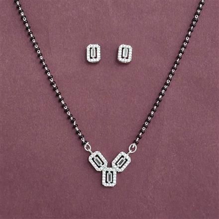 Cubic Zirconia Classic Mangalsutra With 2 Tone Rhodium Plating