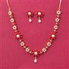 Cz Moti Necklace Set With Gold Plating