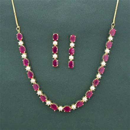 Cz Moti Necklace With Gold Plating