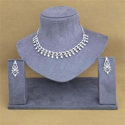 Cubic Zirconia Classic Necklace With Black Rose 2 Tone Rhodium Plating