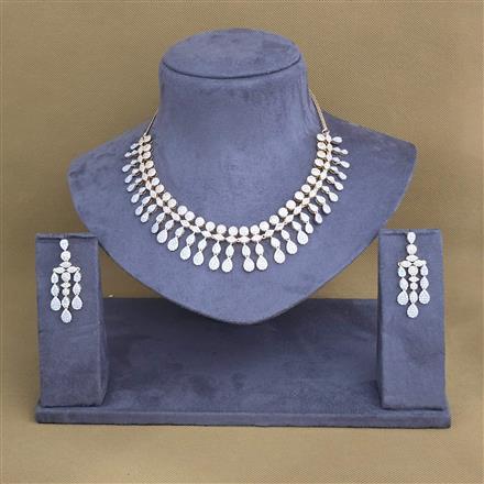 Cubic Zirconia Classic Necklace With 2 Tone Rhodium Plating