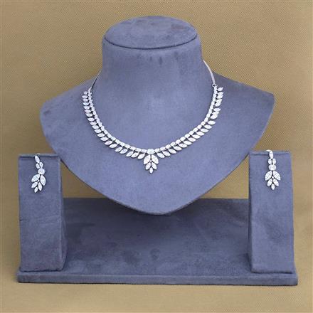 Cubic Zirconia Classic Necklace With 2 Tone Rhodium Plating