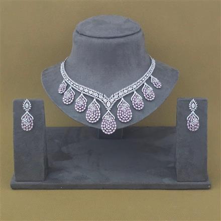 Cz Classic Necklace With Rhodium Plating