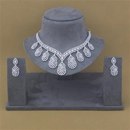 Cz Classic Necklace With Rhodium Plating