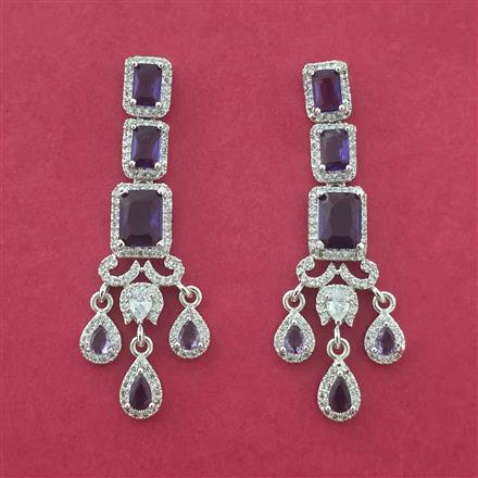 Cz Classic Earring With Rhodium Plating