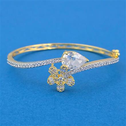Cubic Zirconia Openable Kada With 2 Tone Plating