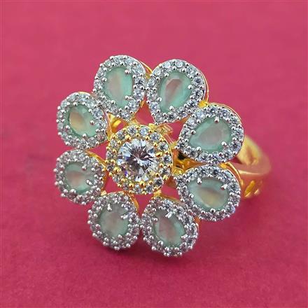 Cz Adjustable Ring With 2 Tone Plating