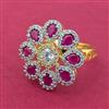 Cz Adjustable Ring With 2 Tone Plating