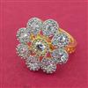 Cz Adjustable Ring With 2 Tone Plating