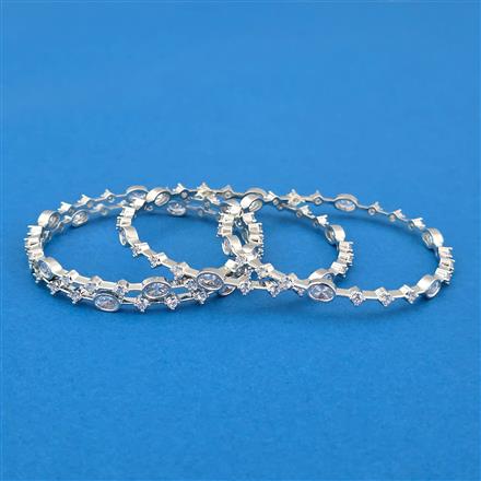 Cubic Zirconia Classic Bangles With Rhodium Plating