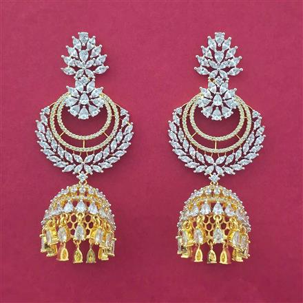 Cz Classic Earring With Carat 2 Tone Rhodium Plating