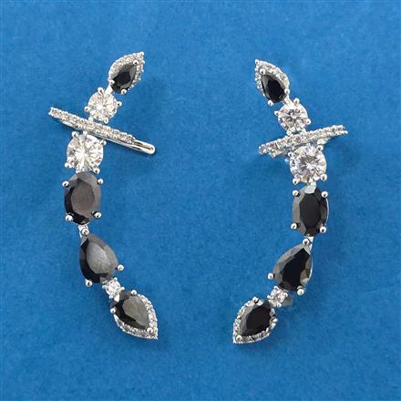 Cubic Zirconia Earcuff With Rhodium Plating