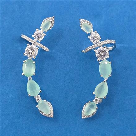 Cubic Zirconia Earcuff With Rhodium Plating