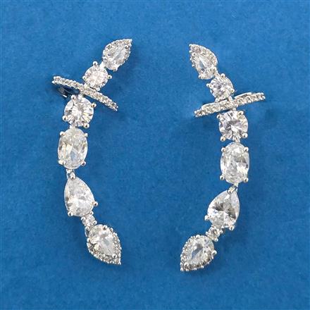 Cubic Zirconia Earcuff With Rhodium Plating