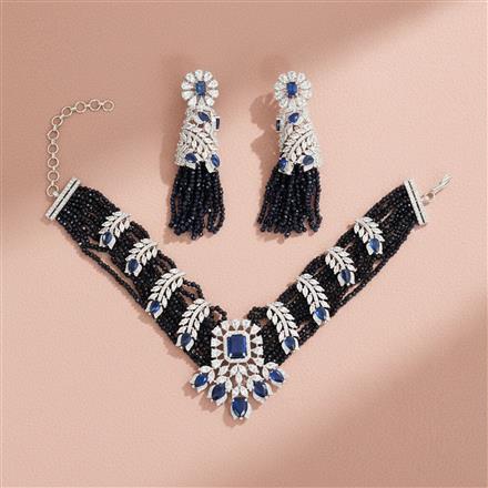 Cz Choker Necklace With Rhodium Plating
