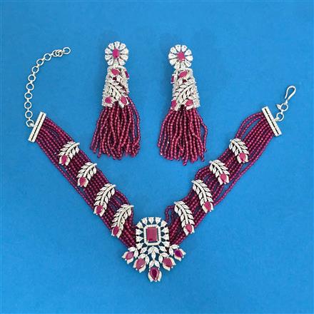 Cz Choker Necklace With Rhodium Plating