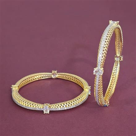 Cubic Zirconia Classic Bangles With 2 Tone Plating