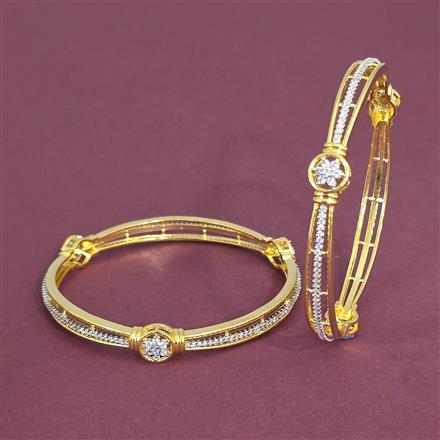 Cubic Zirconia Classic Bangles With 2 Tone Plating