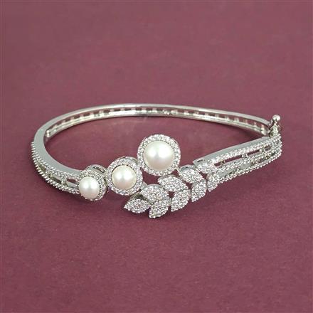 Cubic Zirconia Openable Kada With 2 Tone Rhodium Plating
