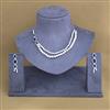Cubic Zirconia 2 Line Necklace With Rhodium Plating