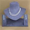 Cubic Zirconia 2 Line Necklace With Rhodium Plating