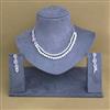 Cubic Zirconia 2 Line Necklace With Rhodium Plating