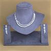 Cubic Zirconia 2 Line Necklace With Rhodium Plating