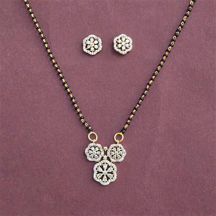 Cubic Zirconia Classic Mangalsutra With 2 Tone Rhodium Plating