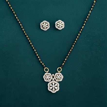 Cubic Zirconia Classic Mangalsutra With 2 Tone Rhodium Plating