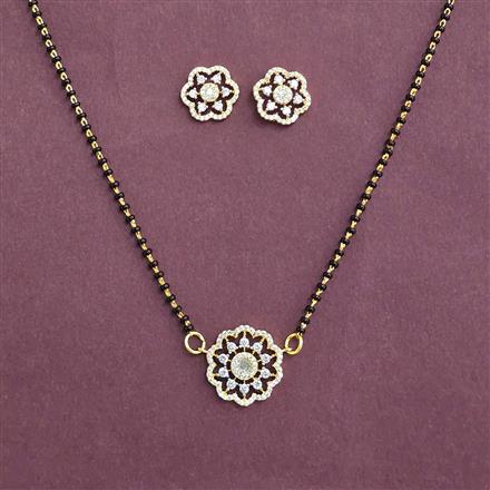Cubic Zirconia Classic Mangalsutra With 2 Tone Rhodium Plating