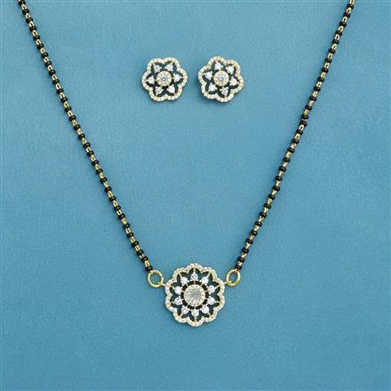 Cubic Zirconia Classic Mangalsutra With 2 Tone Rhodium Plating