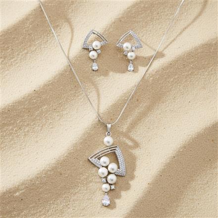 Cz Classic Pendant Set With Rhodium Plating