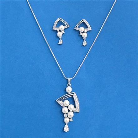 Cz Classic Pendant Set With Rhodium Plating