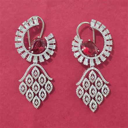 Cz Classic Earring With Rhodium Plating