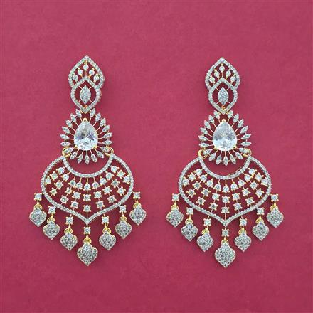 Cz Classic Earring With Carat 2 Tone Rhodium Plating