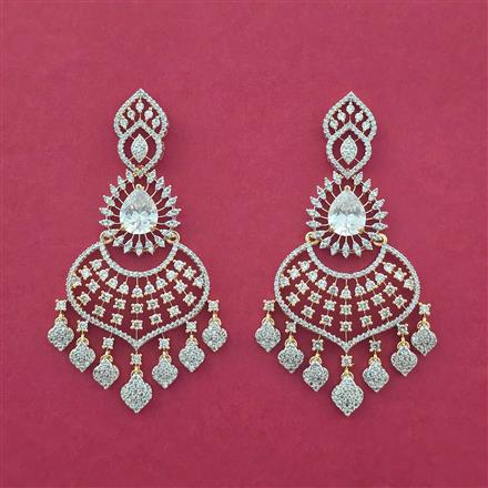 Cz Classic Earring With Carat 2 Tone Rhodium Plating