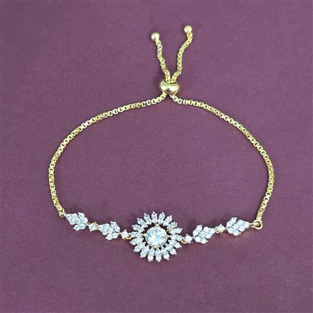 Cubic Zirconia Adjustable Bracelet With 2 Tone Plating