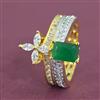 Cubic Zirconia Adjustable Ring With 2 Tone Plating