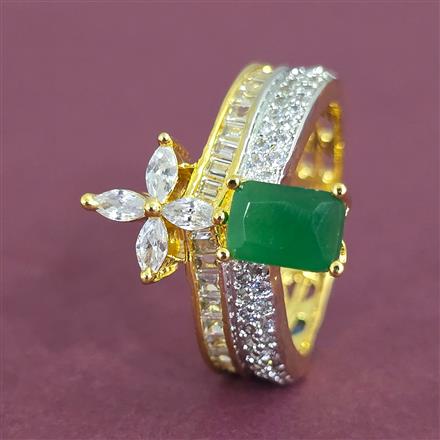 Cubic Zirconia Adjustable Ring With 2 Tone Plating