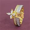 Cubic Zirconia Adjustable Ring With 2 Tone Plating