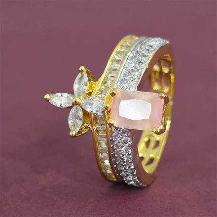 Cubic Zirconia Adjustable Ring With 2 Tone Plating