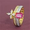 Cubic Zirconia Adjustable Ring With 2 Tone Plating